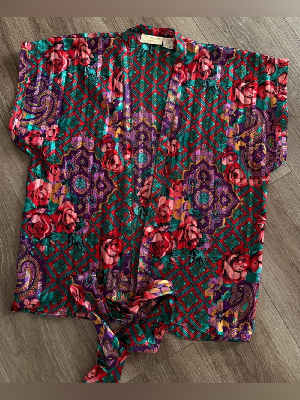 Vintage Victoria’s Secret Sheer Floral Paisley Tie-Front Top‎